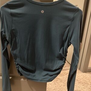 Lululemon Blue Long Sleeve Fitted Bodysuit with Ruched Details